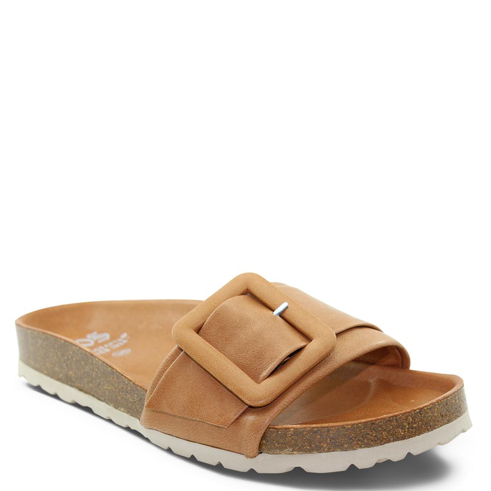 EOS Ginger womens flat slide brandy