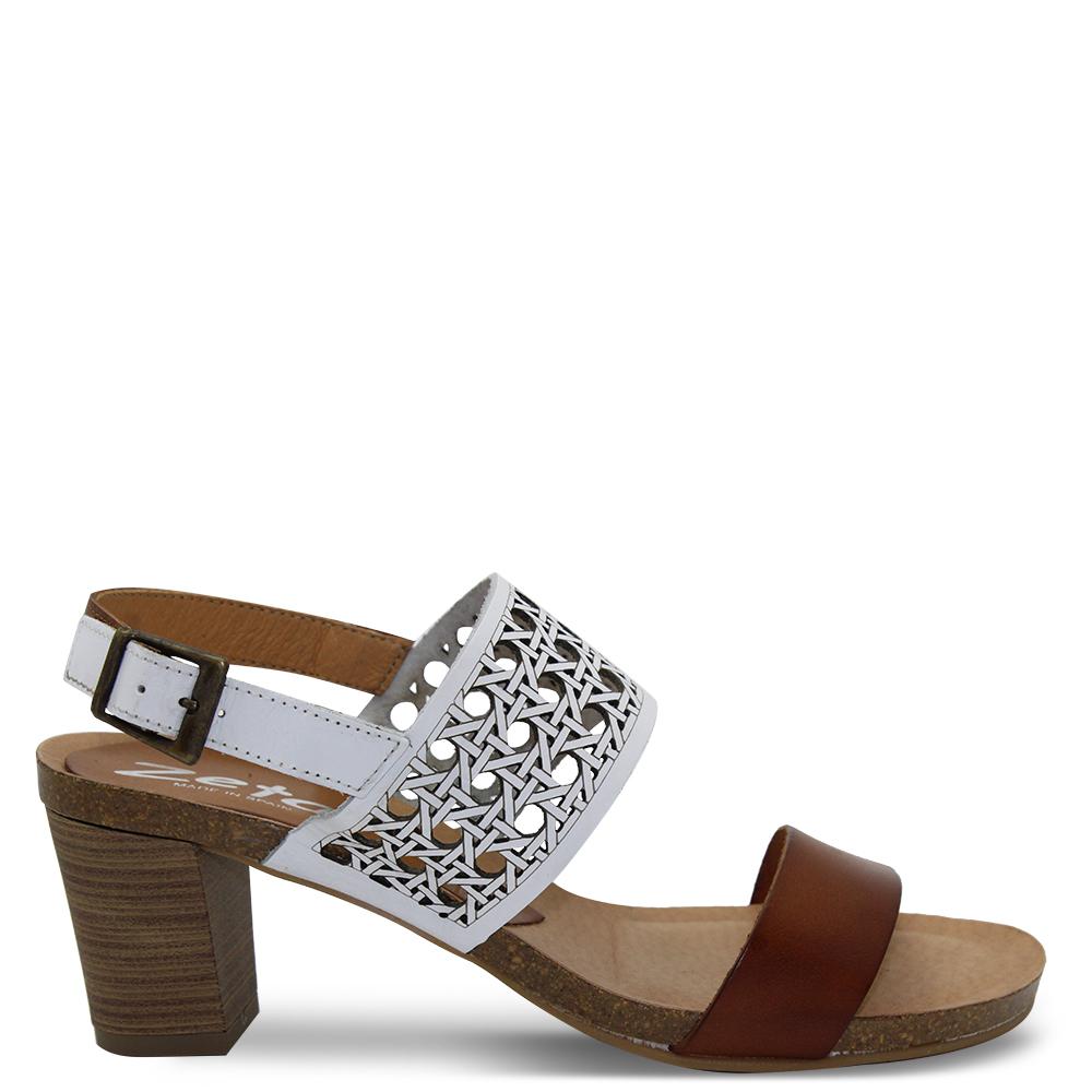 Zeta Baptista Tan/White Womens Sandal