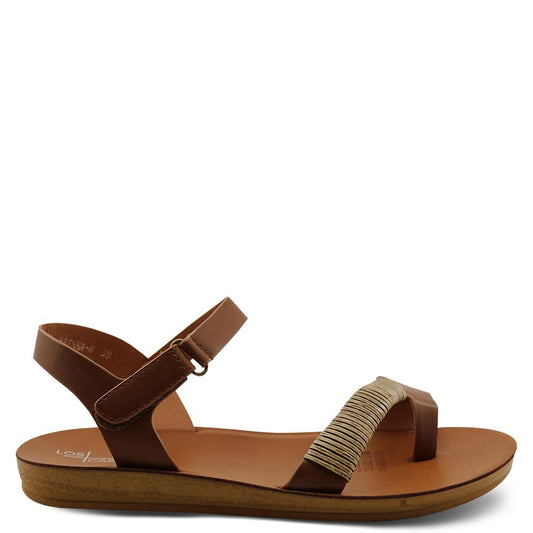 Los Cabos Brenna brandy womens flat sandal