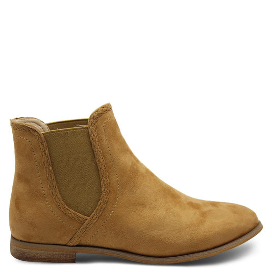 Verali Ellery womens flat ankle boot caramel