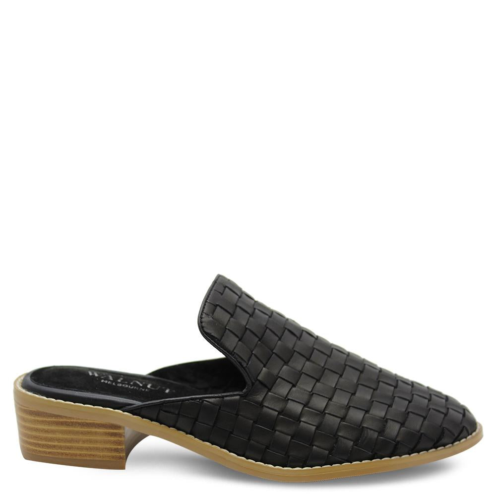 Walnut Gwen Black womens mule