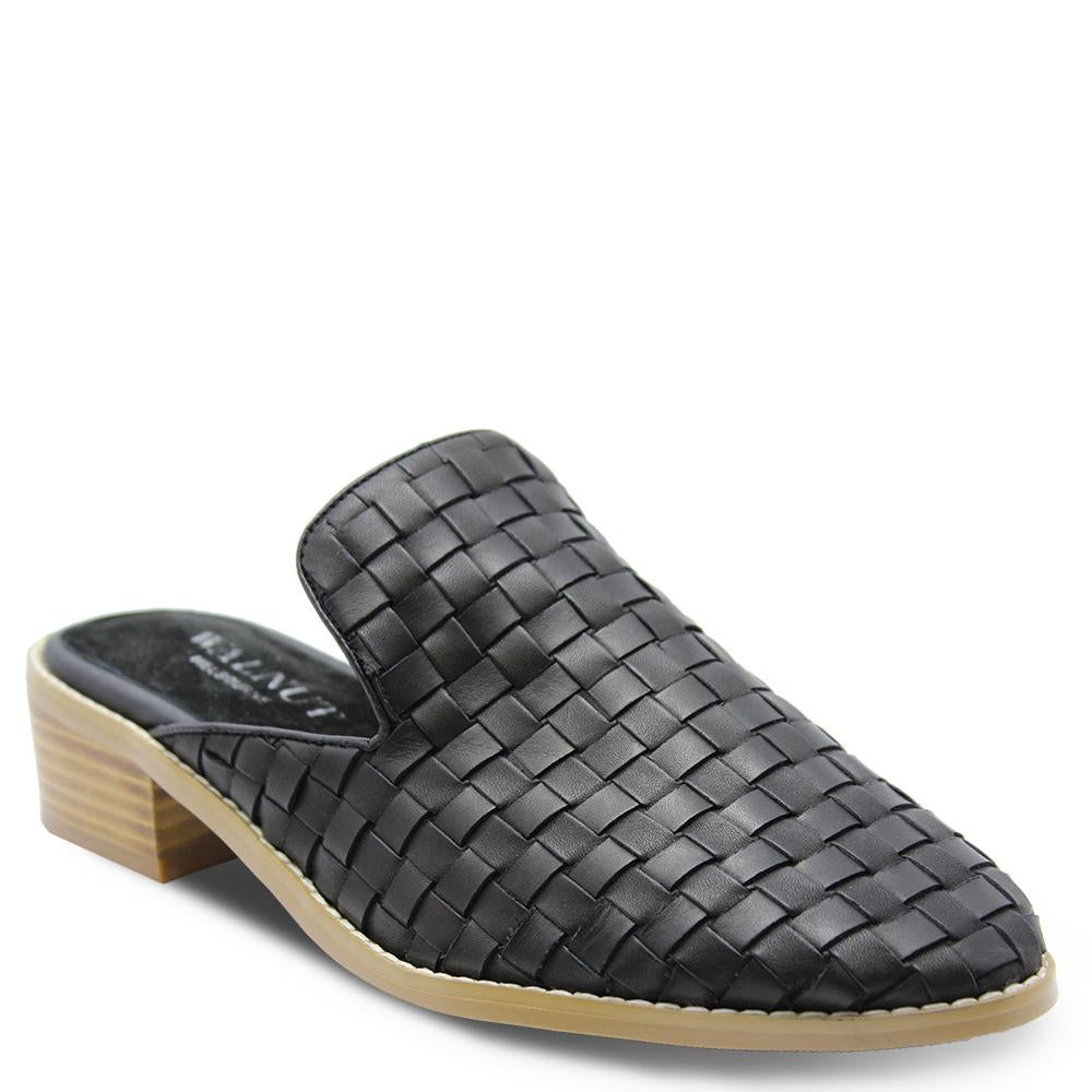 Walnut Gwen Black womens mule